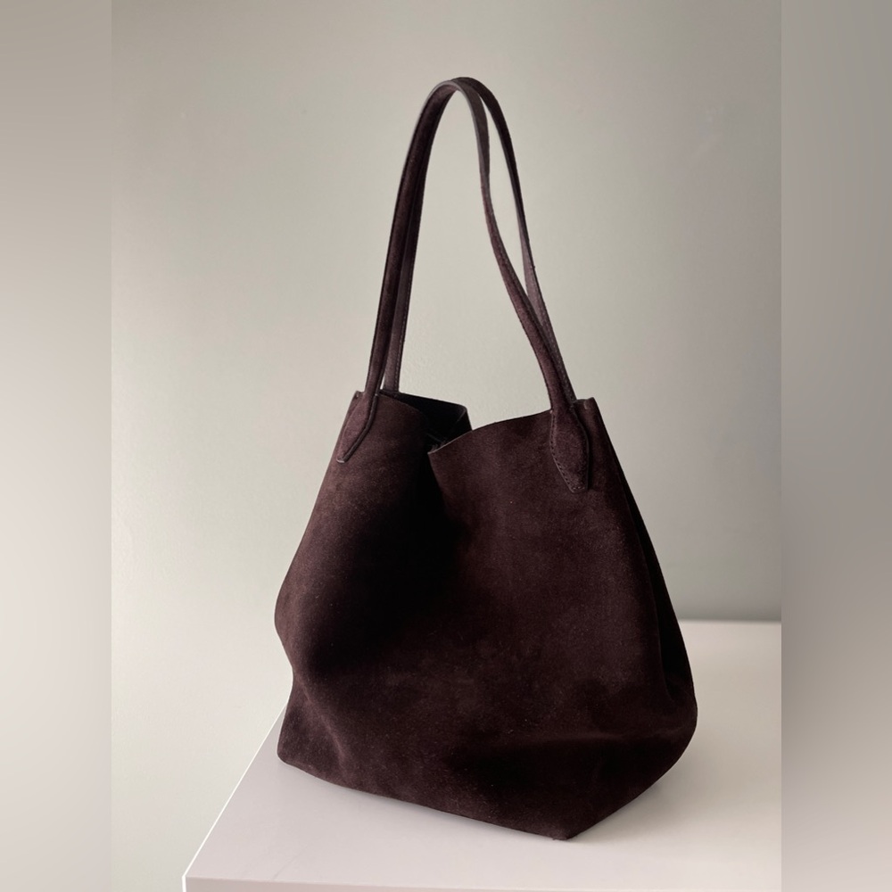 Madewell Shopper Tote in soft dark carob (choc brown) suede